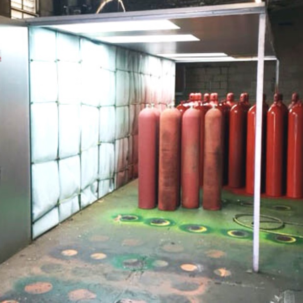 open face booth helium tanks