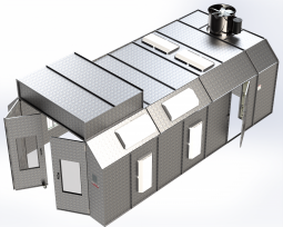 ETL-Listed Semi Downdraft Paint Booth with Heated Air Makeup Unit
